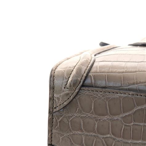 celine nano luggage crocodile grey